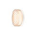 Round glass wall sconce with a white base and a swirling pattern.
