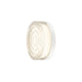 Round glass wall sconce with white trim.