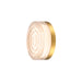Round glass wall sconce with a textured pattern and a gold finish.