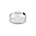 Clear glass flush mount ceiling light with polished chrome trim.