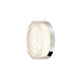 Round glass wall sconce with swirl pattern and chrome finish.
