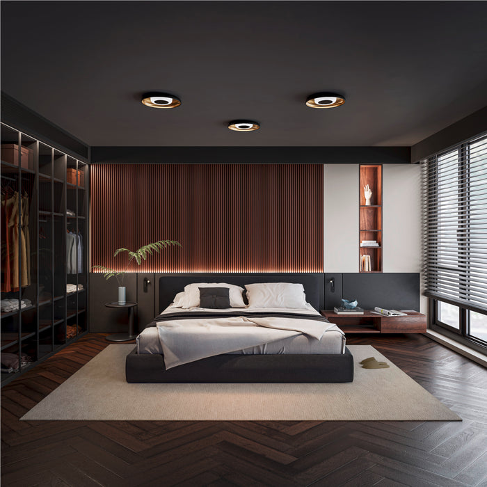 SLV 1012364 GRIP! S, WL, recessed wall luminaire, 2700 K, 4.2 W, switch, 29°, black / gold-coloured (MD20)