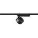 Black metal track lighting fixture with a matte finish.