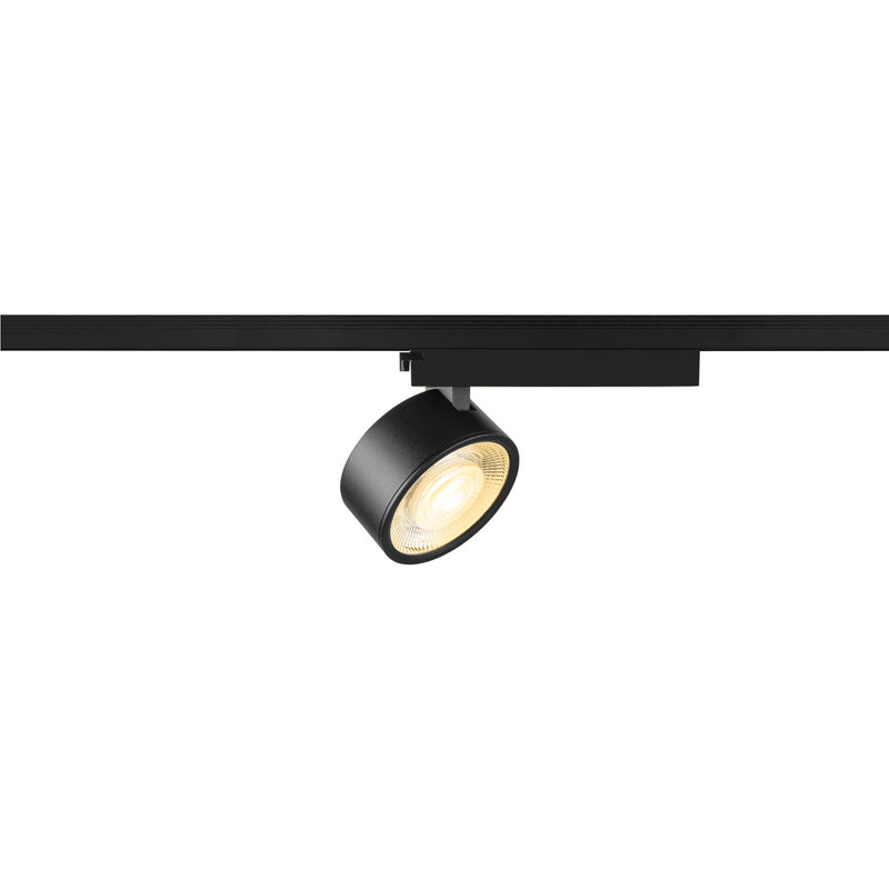 Black metal track lighting fixture.