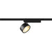 Black metal track lighting fixture.