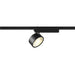 Black metal track lighting fixture.