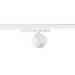 White track lighting fixture, adjustable spotlight head.
