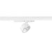 White track lighting fixture, metal construction, matte finish, track mounted.