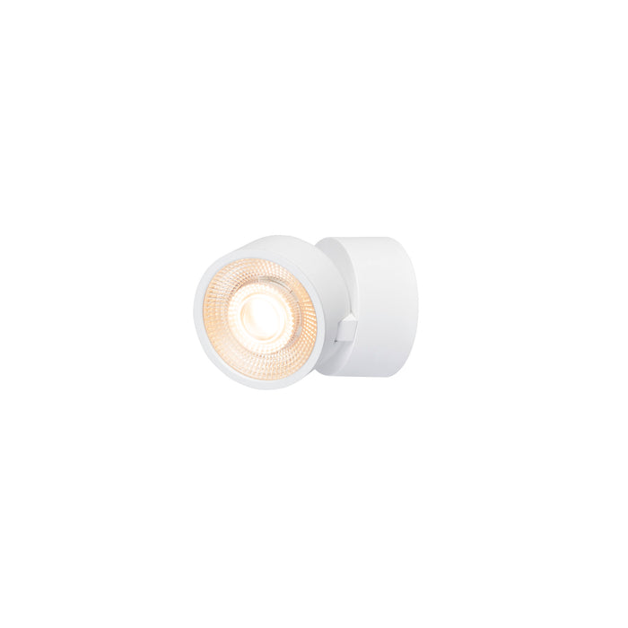 White surface-mounted LED spotlight fixture.