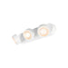 White metal track lighting fixture with three adjustable spotlights.