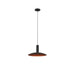 Modern metal pendant light fixture, black finish, ceiling mounted.