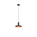 Modern pendant light fixture, black finish with copper interior.