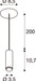 Technical drawing of a pendant light fixture with dimensions.