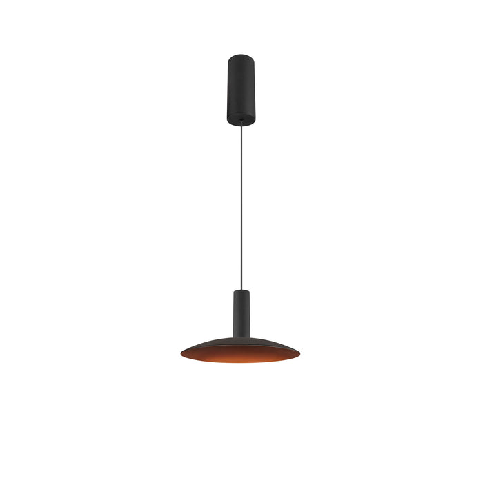 Modern black metal pendant light fixture.