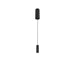 Minimalist cylinder pendant light, black finish, ceiling mounted.
