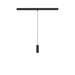 Black cylinder pendant light fixture on track mount.