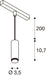 Technical drawing of a ceiling-mounted pendant light fixture with dimensions.