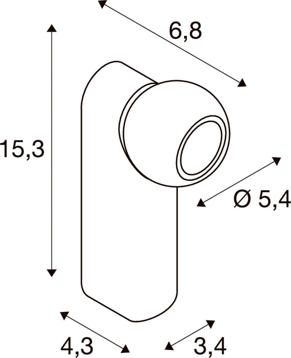 SLV 1010302 DYSKO, CW, SINGLE, PHASE, Wall and ceiling surface-mounted luminaire, 2700 K, 6.7 W, 36°, black (MD12)