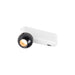 Wall-mounted spotlight with a black faceted shade and a white rectangular base.