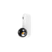 Modern wall-mounted spotlight with a black faceted shade and a white rectangular base.