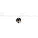 Black faceted globe track light fixture.
