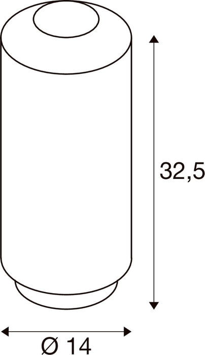 Technical drawing of a white cylindrical part with dimensions 32.5 height and 14 diameter.
