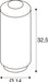 Technical drawing of a cylindrical white spacer with dimensions 32.5mm height and 14mm diameter.