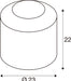 Technical drawing of a cylindrical part with dimensions 22 height and 23 diameter.