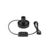 Black metal pendant light fixture with cord, switch, and plug.
