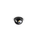 Recessed ceiling light fixture, black faceted finish, with white trim.