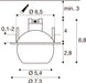 Technical drawing of a recessed light fixture with dimensions.