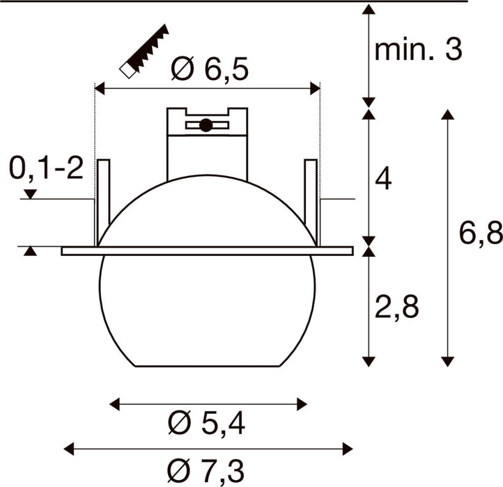 SLV 1010355 DYSKO, DL, round, PHASE, Ceiling recessed luminaire, 2700 K, 6.4 W, 36°, black (MD12)