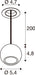 Technical drawing of a ceiling-mounted pendant light fixture with dimensions.