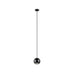 Black glass pendant light fixture with a polished finish and ceiling mount.