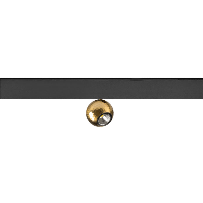 Brass finish track lighting fixture, black track mount.