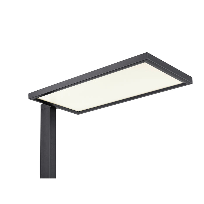 Modern outdoor post light, dark bronze finish.