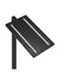 Black metal post-mounted LED area light fixture.