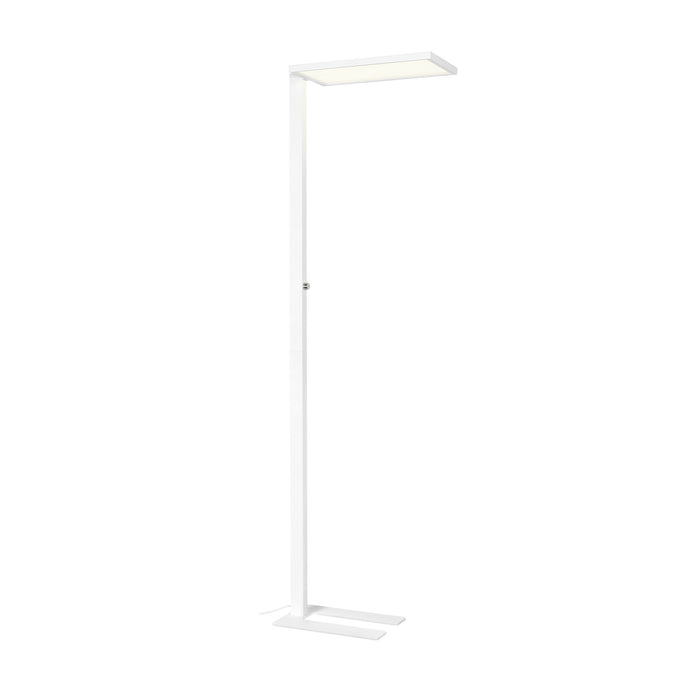 Modern metal floor lamp with a white finish.