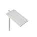 White pole-mounted LED area light with a rectangular head and a smooth finish.