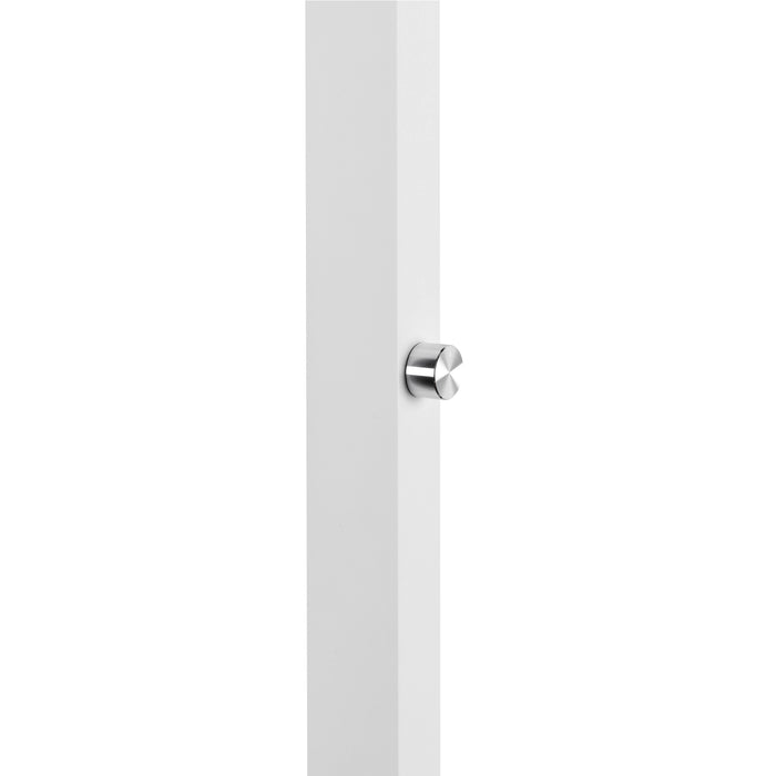 White metal post with a polished chrome knob.