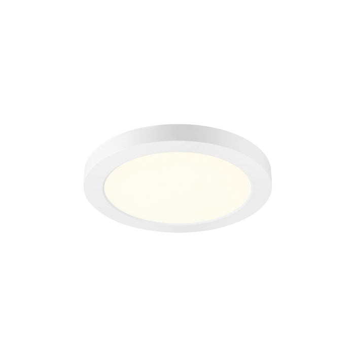 White round LED flush mount ceiling light fixture.