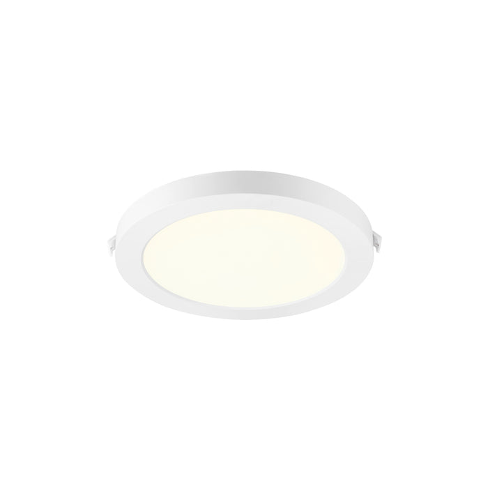 White round LED flush mount ceiling light fixture.