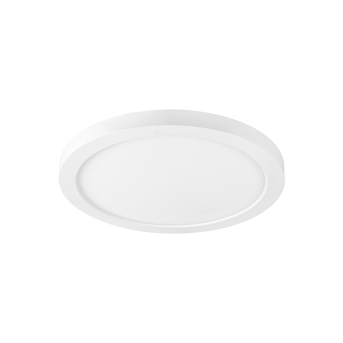 White round flush mount ceiling light fixture.
