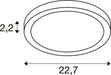Technical drawing of an oval ring with dimensions 2.2 and 22.7.