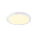 White flush mount LED ceiling light fixture with motion sensor.