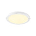 White round LED ceiling light fixture with motion sensor.