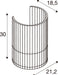 Technical drawing of a cylindrical, open-top structure with dimensions.
