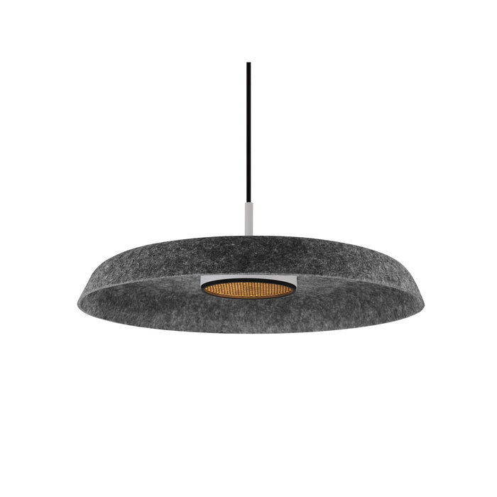Gray felt pendant light fixture.