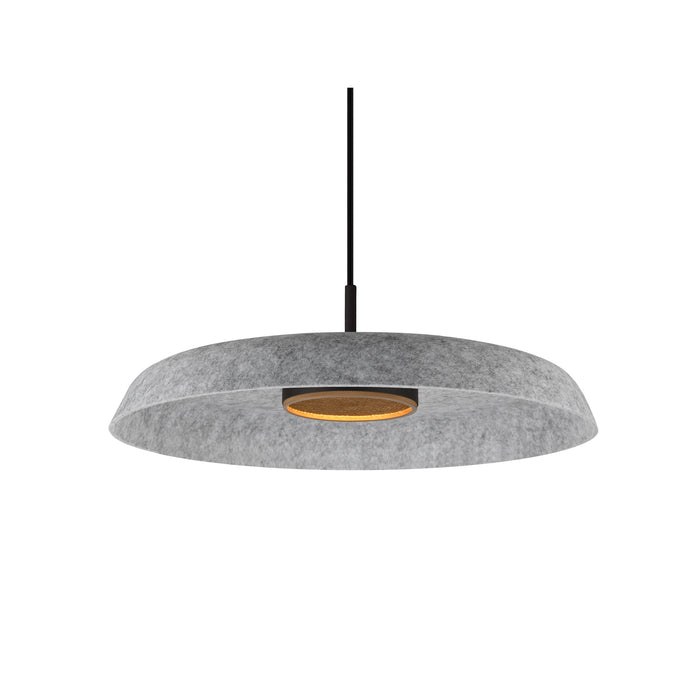 Gray felt pendant light fixture.