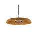 Pendant light fixture, felt shade, tan color, suspended mounting.